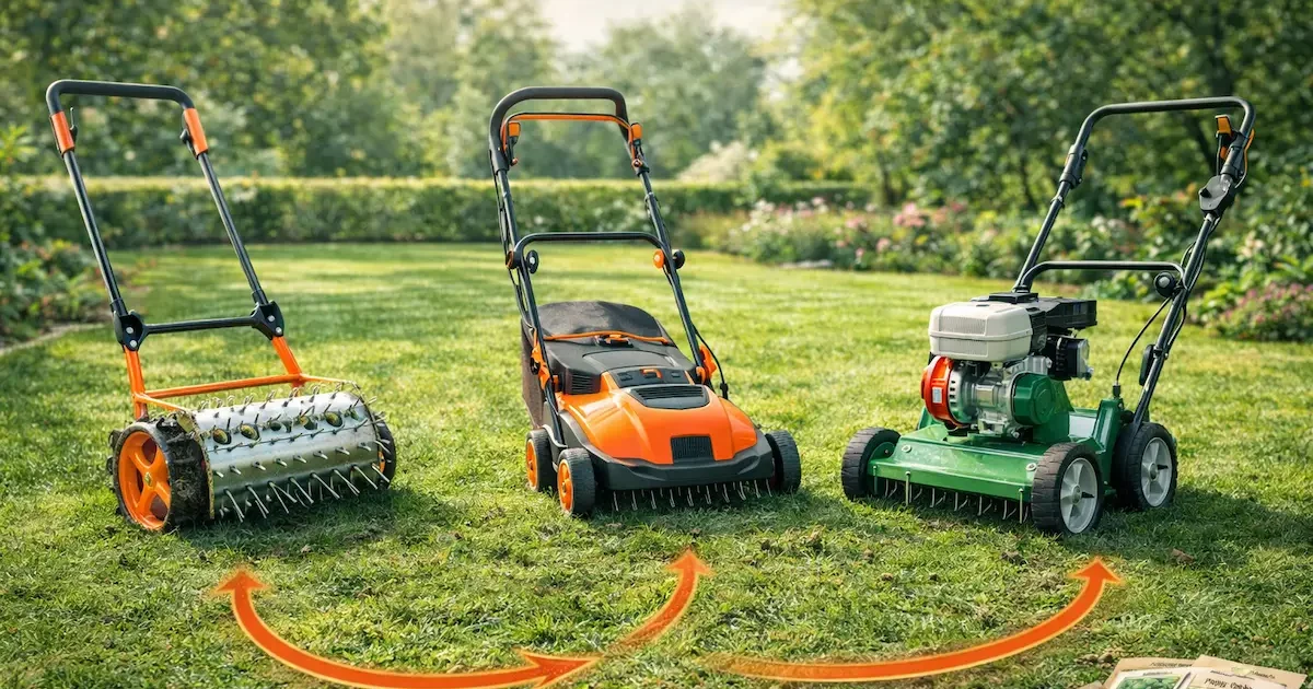 Vejos aeratoriai ant žalios vejos – rankinis, elektrinis ir benzininis aeratorius palyginimui